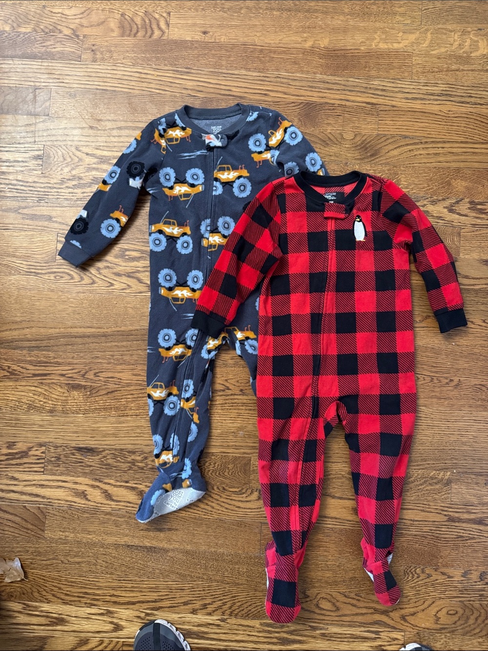 Carter's Truck/ Red and Black Buffalo Plaid Footed One-Piece size 24M/2T